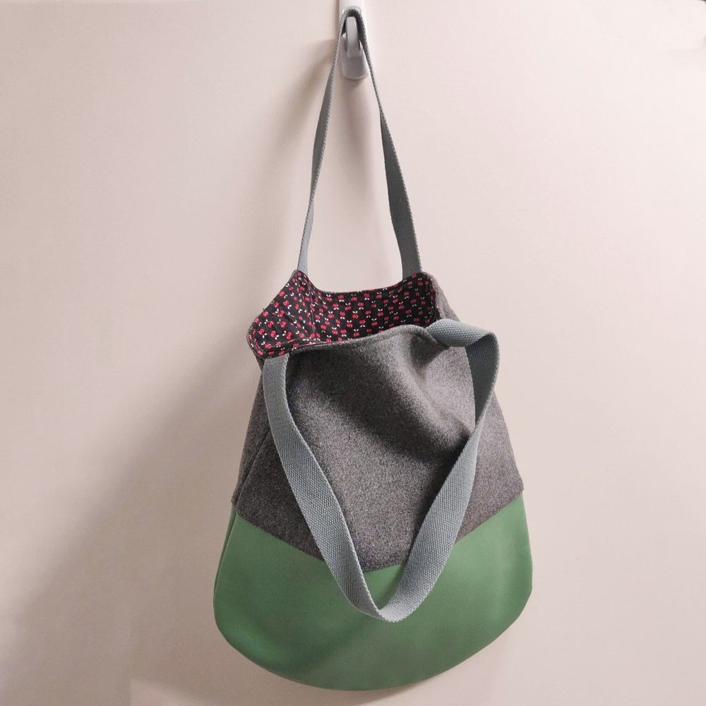 Wool & Leather Tote - Bits and Totes